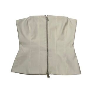 ZARA Women's Double Zipper Strapless Corset Top, Size SMALL, Color WHITE